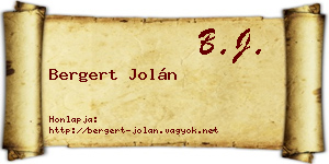 Bergert Jolán névjegykártya